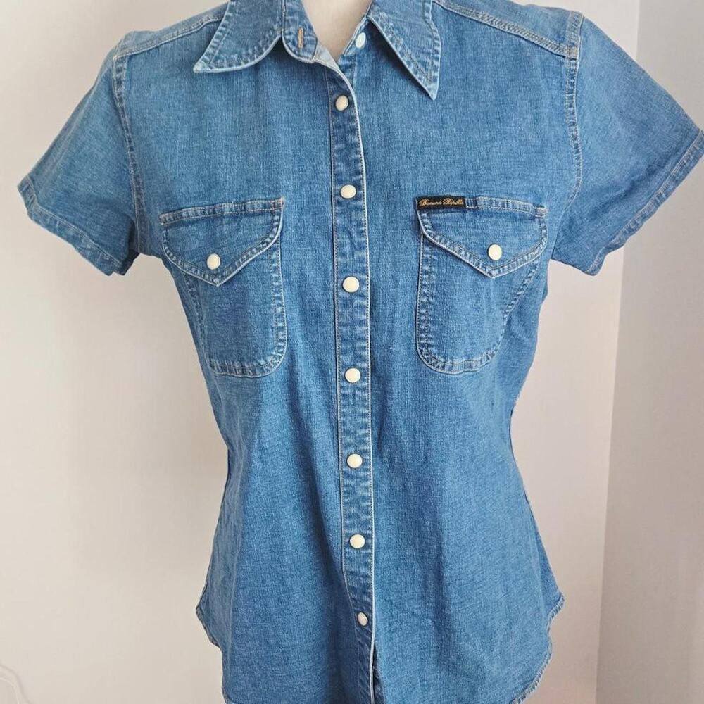 Banana republic vintage 90s 2000s y2k denim chambray short sleeve shirt